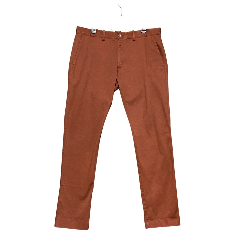 J.Crew Flex Slim Fit Chinos Rust Brown Mens 35x32 Preppy Stretch Minimalist New